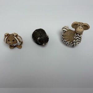 Set of Three Artesania Rinconda vintage Hand Carved Animal Figurines